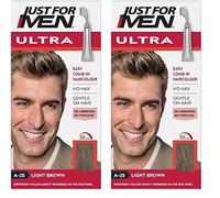 Just For Men Ultra Light Brown Hair Colour Dye, No Mix Comb-In Applicator to Comb Away The Greys, Ammonia & Peroxide Free - A25 (Pack of 2)