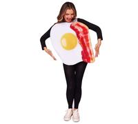 JUST FOR PARTY Adults Bacon and Egg Costume, Funny Food Fancy Dress Cosplay Outfits for Unisex Adult Halloween Dress Up Party, One Size Fits Most