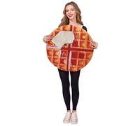 JUST FOR PARTY Adults Cheese Waffle Costume, Funny Food Cosplay Fancy Dress Outfits for Halloween Dress Up Party, One Size Fits Most Unisex Adults