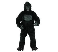 JUST FOR PARTY Deluxe Gorilla Costume for Unisex Adults,Furry Ape Pocket Jumpsuit with Feet Gloves and Mask,One Size
