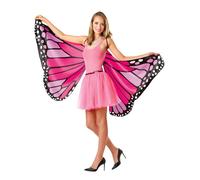 JUST FOR PARTY Pink Monarch Butterfly Wings Cape for Women,Black Light Responsive By UV Light,One Size