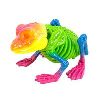 JUST FOR PARTY Rainbow Frog Skeleton Halloween Decorations, 10cmx12cmx13cm, Movable Head Fake Frog Model for Home Bedroom Indoor Decor