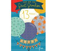 Just For You Great Grandson 13 13th Today Happy Birthday Card Lovely Verse
