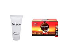 Just for You Hand and Body Lotion Capacity: 20ml. Pack of 100 & NESCAFE Original Instant Coffee Sachets - 200 x 1.8g Sticks