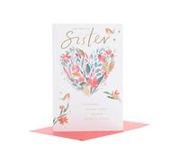 UK Greetings Christmas Card for Sister - Festive Heart Design