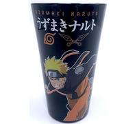 JUST FUNKY Naruto Shippuden 16oz Black Glass Pint Tumbler Drinking Glass, 2-sided Graphics - Uzumaki Naruto and Japanese Script