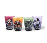 Just Funky Official Naruto Shippuden Collectible Mini Drinking Decorative Tequila Shot Glasses Gift Set of 4, 2 Oz Glass