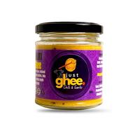 Just Ghee Chilli Garlic Ghee 150g Jar | Grass Fed Cow Ghee Infused with Roasted Garlic & Red Chilli Flakes | High Smoke Point Cooking Ghee | Keto Friendly | Handcrafted in UK