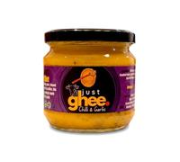 Just Ghee Chilli Garlic Ghee 300g | Grass-Fed Clarified Butter Infused with Roasted Garlic & Red Chilli | High Smoke Point Cooking Ghee | Keto, Handcrafted in UK