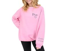 Just Giftz Personalised Sweatshirt with Name on Sleeve, Light Pink