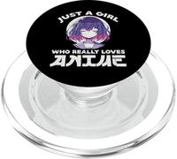Just Girl Who Loves Anime Cute Manga Girls Kids Youth Women PopSockets PopGrip for MagSafe