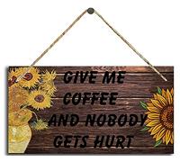 Just Give Me Coffee And No One Gets Hurt Tin Art Sign Home Decorplank Sign Print Plankfor Cafe Bar Office Tea Room Poster Funny Vintage Metal Sign Poster 8X12 Inches