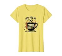 Just Give Me Coffee Funny Caffeine Addict Graphic Tee T-Shirt, Women, Lemon, 3XL