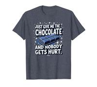 Just Give Me The Chocolate Funny Food Lover Graphic T-Shirt, Men, Heather Blue, L