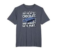 Just Give Me The Chocolate Funny Food Lover Graphic T-Shirt, Men's Big and Tall, Heather Blue, 5X Tall