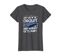 Just Give Me The Chocolate Funny Food Lover Graphic T-Shirt, Women, Dark Heather Grey, M