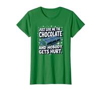 Just Give Me The Chocolate Funny Food Lover Graphic T-Shirt, Women, Kelly Green, XXL