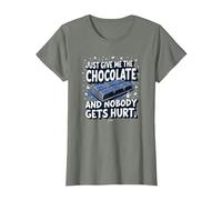 Just Give Me The Chocolate Funny Food Lover Graphic T-Shirt, Women, Olive Heather, XL