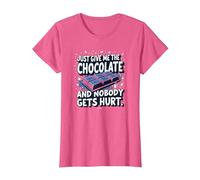 Just Give Me The Chocolate Funny Food Lover Graphic T-Shirt, Women, Pink Heather, XXL