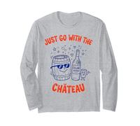 Just Go with The Chateau Funny Wine Mascot Doodle Pun Long Sleeve T-Shirt