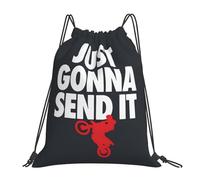 Just Gonna Send It - Motocross Family Demonstration Men Women Drawstring Backpack Lightweight Drawstring Bag Portable Swimming Bag For Climbing Yoga Holidays