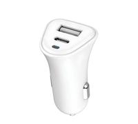 JUST GREEN Car Charger with USB-A / USB-C 5.4A Fast Charging Port, White