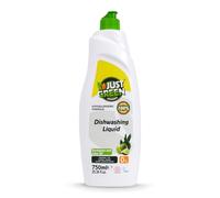 JUST GREEN ORGANIC Dish Soap, Plant-Based Dishwashing Liquid, Non-Toxic, Hypoallergenic, EcoCert Certified, Vegan, Grease-Cutting, Eucalyptus & Lime Scent, 25.3 fl oz (750 ml)
