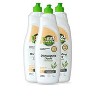 Just Green Organic Washing Up Liquid 750ml, Non-Toxic Formula, Vegan & Eco Friendly Dish Liquid, No Paraben, Hypoallergenic Dish Soap, Recyclable Bottle - Pack of 3