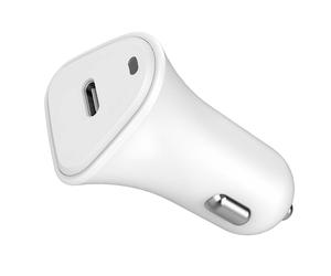 JUST GREEN USB C PD 25W Power Delivery Flexible Car Charger, White