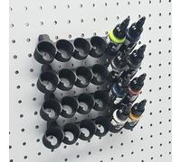 Just Hanging 1/4" Pegboard Paint Rack - Compatible with 22mL Pro Acryl Bottles by Monument Hobbies, Holds 6 Paints/Holder, Pegboard Organizer for Miniature & Hobby Paint Storage (4, Matte Black)