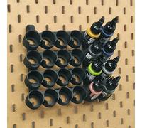 Just Hanging Paint Rack Hook - Compatible with IKEA SKADIS Pegboard and Pro Acryl Bottles by Monument Hobbies, Holds 6 Paints/Holder, Organizer for Miniature & Hobby Paint Storage (4, Matte Black)