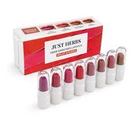 Just Herbs Ayurvedic Lipstick Micro-mini Kit | Kit of 8 Matte Lipsticks | Long-lasting | Weightless | Ayurvedic Formula | Travel-friendly - 9.6g