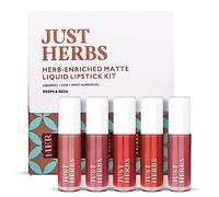 Just Herbs Herb Enriched Matte Liquid Lipstick | Set of 5 | Liquid Lipstick for Women | Deeps & Reds Shade | Hydrating & Lightweight | Ashwagandha & Brahmi - 1ml x 5u