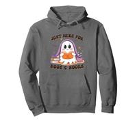 Just Here For Boos And Books Shirt Cute Halloween Ghost Pullover Hoodie