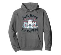Just Here for Coffee Cute Arctic Animals Funny Winter Snow Pullover Hoodie