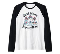 Just Here for Coffee Cute Arctic Animals Funny Winter Snow Raglan Baseball Tee