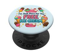 Just Here For Free Ice Cream Funny Cruise Vacation Family PopSockets Adhesive PopGrip