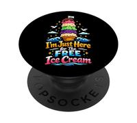 Just Here For Free Ice Cream Funny Cruise Vacation Family PopSockets Adhesive PopGrip