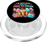 Just Here For Free Ice Cream Funny Cruise Vacation Family PopSockets PopGrip for MagSafe
