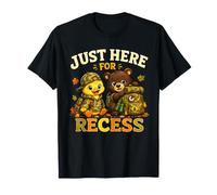 Just Here for Recess Funny Back to School Camo Duck Bear T-Shirt