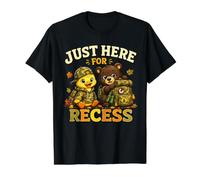 Just Here for Recess Funny Back to School Camo Duck Bear Value Graphic T-Shirt, Men, Black, S