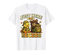 Just Here for Recess Funny Back to School Camo Duck Bear Value Graphic T-Shirt, Men, White, M