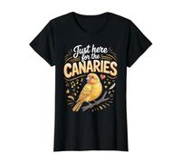 Just Here for the Canaries Canary Pet Bird Songbird Value Graphic T-Shirt, Women, Black, M