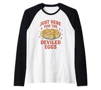 Just Here for The Deviled Eggs Funny Vintage Style Food Raglan Baseball Tee