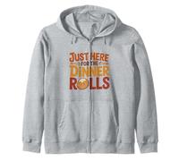 Just Here for the Dinner Rolls Groovy Retro Thanksgiving Zip Hoodie