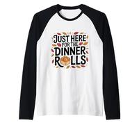 Just Here for The Dinner Rolls Vintage Thanksgiving Dinner Raglan Baseball Tee