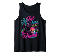 Just Here for the Drama Black Cat Tropical Retro Tank Top