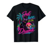 Just Here for the Drama Black Cat Tropical Retro Value Graphic T-Shirt