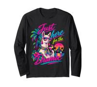 Just Here for the Drama Llama Tropical Retro Long Sleeve T-Shirt