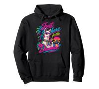 Just Here for the Drama Llama Tropical Retro Pullover Hoodie
